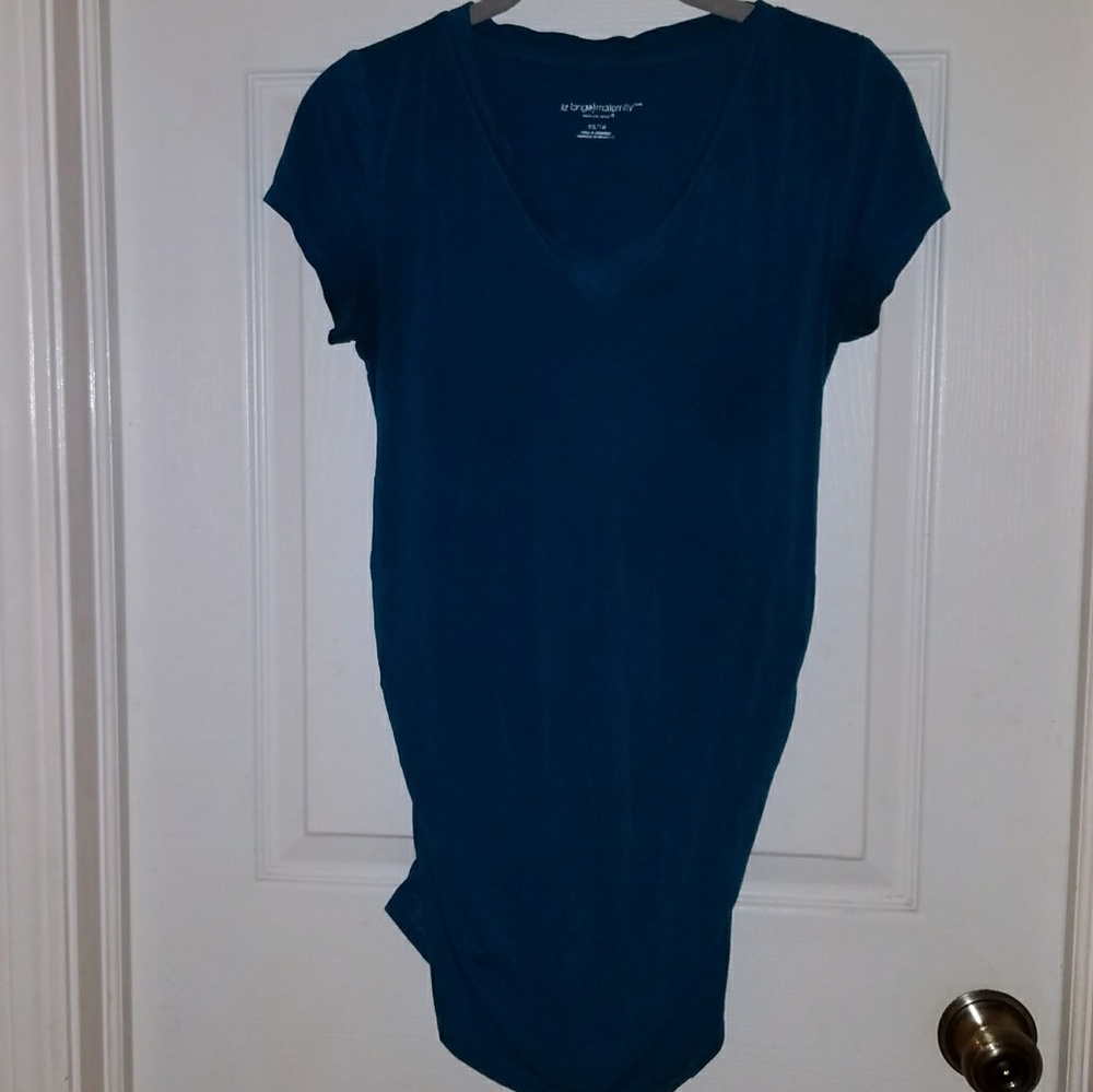 Teal Liz Lange Maternity v neck tunic top